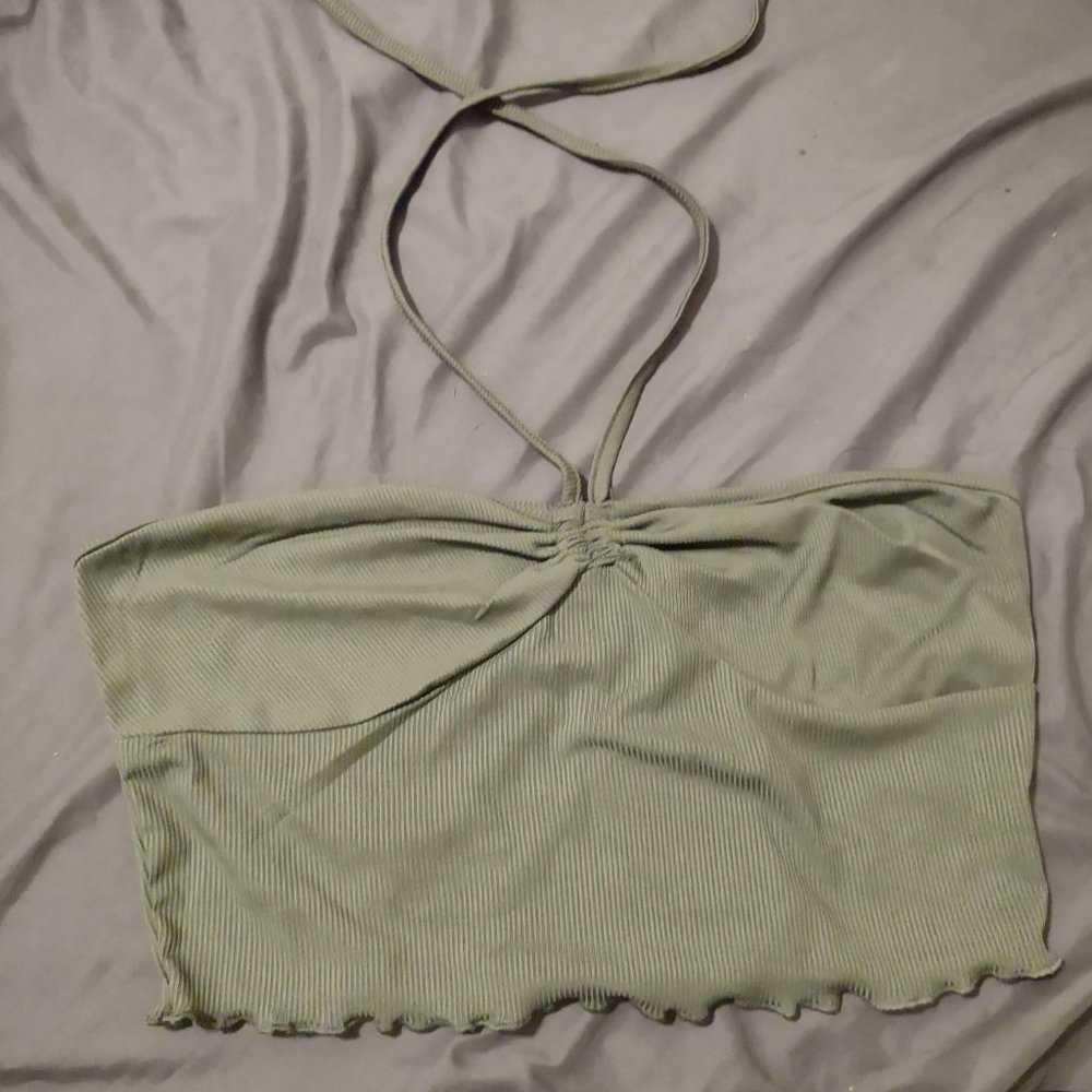 Ribbed Ruched Halter Top